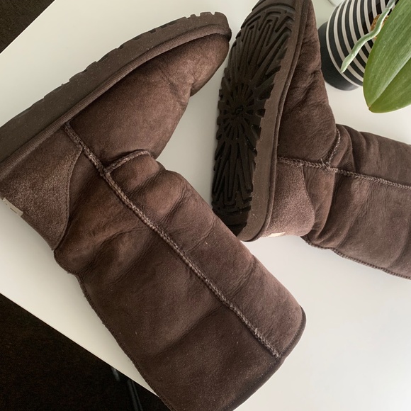 Ugg classic tall chocolate brown suede sheepskin wool boots women’s 7 - Picture 11 of 13